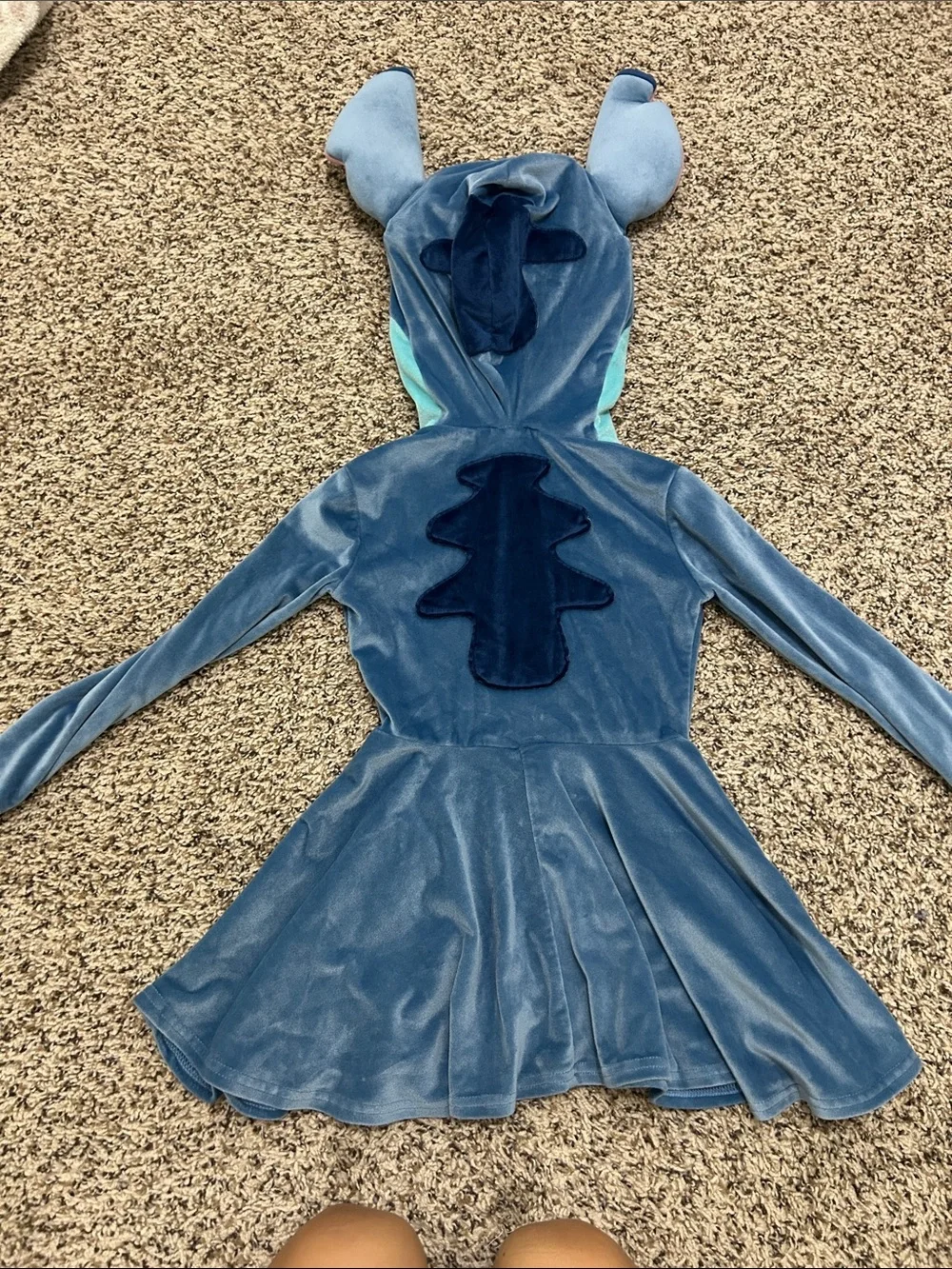 Disney Blue and Teal Stitch Plush Hooded Kids Costume Dress